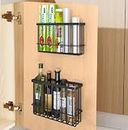 EigPluy 2 Pieces Kitchen Cabinet Door Storage Box, Self-Adhesive Storage Boxes, Wall Mounted Metal Storage Boxes,Cabinet/Bathroom/Fridge Small Items Organiser Storage Box (Black)