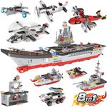 1334 Pieces Aircraft Carrier Building Blocks Set, Military Battleship Model Building Toy Kit with Army Car, Helicopter & Boat, Storage Box with Baseplate Lid, Present Gift for Kids Boys Girls 6-12