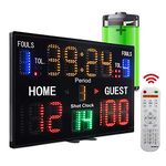 YZ Battery Powered Electronic Basketball Scoreboard with Shot Clock, 12/14/24/30S Custom Shot Clock Digital Scoreboard with Remote, Countdown Timer Clock Score Keeper for Multisports Indoor Outdoor