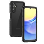 Lanhiem for Samsung Galaxy A15 5G Case, IP68 Waterproof Dustproof, Built-in Screen Protector, Rugged Full Body Shockproof Protective Cover for Samsung A15 5G /4G 6.5", Black/Clear