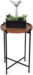 BIRDROCK HOME Folding Side Table with Removable Wood Tray - Modern Accent, Foldable End Table for Living Room, Bedroom - Portable Serving Tray for Decoration, Coffee, Drinks & Food - Natural Acacia