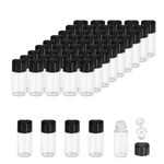 PATIKIL 4ml Essential Oil Bottles, 50 Pack Clear Glass Bottles with Orifice Reducer Sample Vial Slim Screw Cap Storage Vials Container, Black