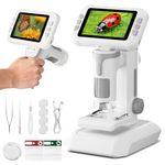 HEWEIMEI 1600X Microscope for Kids, 1080P 4.0" Digital Screen Kids Microscopes with Slides Kit, Educational Science Kit Toys for Christmas Birthday Gifts for 3-14 Year Old Children Students