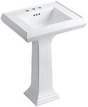 KOHLER K-2238-4-0 Memoirs Pedestal Bathroom Sink with 4" Centers and Classic Design, White