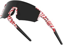 ATTCL Bike Sunglasses, Cycling Polarized Sunglasses for Women and Men, UV Protection Big Frame Red+zebra+black 550