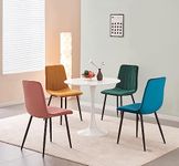 MOF Velvet Dining Chairs Kitchen Chairs Living Room Chairs with Sturdy Metal Legs Reception Chairs with Backrest and Padded Seat (PINK STRIPE)