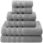 American Soft Linen, 100% Turkish Cotton 6 Piece Towel Set, Absorbent, Durable, Soft & Fluffy, Hotel & Spa Bathroom Towels, 610 GSM, 2 Bath 2 Hand 2 Wash Towels (Bath Linen Set, Rockridge Grey)