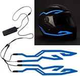JIGUOOR 4pcs Motorcycle Helmet Light, Night Riding Signal, 3 Mode Led Helmet Light Strip Decoration Accessories Kit (Blue, Battery Powered)