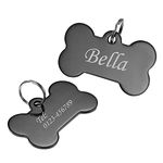 HOUSWEETY (L-Size for Large Dog) Customize Engraved Stainless Steel Pet ID Tag Unisex Tag Keychain Drop