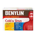 BENYLIN Extra Strength Cold and Sinus Caplets, Relieves Cold and Sinus symptoms, Daytime and Nighttime, Convenience Pack, 20ct