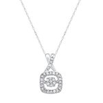MAX + STONE 1/10 Carat Natural Diamond XoXo Dancing Diamond Cushion Pendant Necklace for Women | Sterling Silver Diamond Necklace for Women | Real Diamond Halo Pendant Necklace