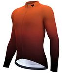 Wulibike Cycling Jersey Top Mens,Road Cycling Jersey Mens Top,Full Zip Breathable Cycling Jersey with Pockets Dark Orange