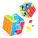 Generic Speed Magic Cube 3x3 Build-on Brick Smooth Turning Magic Cube Brain Teaser Puzzle and Building Bricks Toy Desk Toy Great Gift for Legos and Magic Cube Fans (Brick Separator Included)