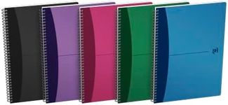 Oxford Office Urban Mix 100101584 Set of 5 Spiral Binding Notebook Polypropylene Cover 21 x 29.7 cm 100 Pages Small Tiles 90 g (50 Sheets) Small Square Q5x5 A4 (21x29,7cm) Assorted Colours