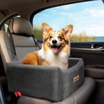 PAWBOSE Dog Car Seat for Medium Dogs up to 35lbs,Dog Booster Car Seat with Dog Safety Belt, Pet Car Travel Bed with Washable Removable Cover,Grey Elevated Pet Car Seat