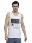 Peppyzone Sports Printed Cotton Tank Top Vest for Men (M, White5)