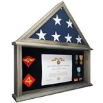 MedalAwardsRack Large Military Shadow Box Display Case for Funeral Burial Flag, American Veterans Fits Folded 5x9.5’ Flag, Certificate, Medal, Pins, Patches. Glass and New Zealand Pine Frame. (Rustic)