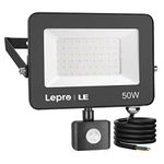 Lepro 50W Security Lights Outdoor Motion Sensor, 4200 Lumens PIR Sensor Security Light, Super Bright, Ultra Thin, Water-Resistant Flood Light for Garden, Patio, Backyard, Rooftop and More