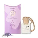 Aromahpure Premium Car Perfume Hanging Pod |10 ML |Lavender Fragrance Car Air Freshener |Natural Essential Fragrance Oils in Glass Bottle with Wooden Diffuser Lid |Long Lasting upto 60 days