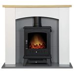 Adam Huxley in Pure White & Grey with Aviemore Electric Stove in Black, 39 Inch