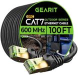 GearIT Cat7 Outdoor Ethernet Cable (100ft) SFTP Shielded Foil Twisted Pair, Pure Copper, LLDPE, Waterproof, Direct Burial, In-Ground, UV Resistant, POE, Network, LAN, Internet, Cat 7-100 Feet