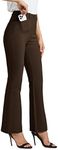 Willit 28" Women's Yoga Dress Pants Bootcut Work Slacks Stretch Office with Belt Loops 4 Pockets Petite Brown M