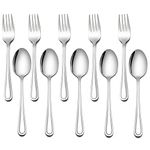 LIANYU 10-Piece Kids Children Cutlery Set, Include 5 Kids Spoons and 5 Kids Forks, Stainless Steel Toddler Utensils Flatware Set, Child Silverware for Home Preschools, Dishwasher Safe