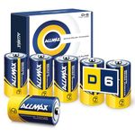 Allmax D Maximum Power Alkaline Batteries (6 Count) – Ultra Long- Lasting, 7-Year Shelf Life, Leakproof Design, 1.5V