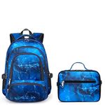 BLUEFAIRY Boys Backpack for Kids Elementary School Bags Primary Middle School Book Bags for Teens Sturdy Waterproof Lightweight Durable Gift Mochila para niños 17 Inch, Star Blue