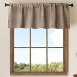 2 Pack Burlap Window Valances Farmhouse Design Window Treatment Lined Decor Curtains Rod Pocket Valances for Kitchen/Living Room 16" x 56" (Brown)