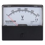 Baomain Voltmeter DH-670 DC 0-500V Rectangular Class 2.5 Analog Panel Volt Voltage Meter