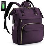 LOVEVOOK School Bag Waterproof Laptop Backpack Womens with 15.6 17 Laptop Compartment Travel Back Pack with USB Charging Port for College University Students Work (17inch, Purple)