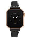 Anne Klein Leather Fashion Band for Apple Watch Secure, Adjustable, Apple Watch Band Replacement, Fits Most Wrists, Black/Rose Gold-Tone, 38/40/41mm, Modern