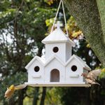 HHWODB Birdhouse Premium Bluebird Houses for Outside, Attract Beautiful Birds to Your Garden and Yard - Durable Outdoor Birdhouses 4 Hole Bird Houses for Outside Hanging