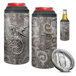 winorax Dragon Tumbler 4-in-1 Can Cooler Metal Style Fossil Dragon Lover Viking Celtic Coffee Travel Mug Cup 16oz Stainless Steel Insulated With Lid Gifts for Men Women Birthday Christmas Presents