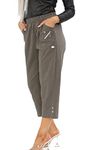 AFR Women Capri Trousers Cropped Pants Ladies 3/4 Three Quarter Length Stretch Pull On Elasticated UK Size 10-24 (Mocha, 18)