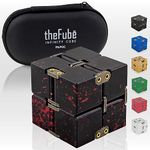 PILPOC theFube Infinity Cube Fidget Desk Toy - Premium Quality Aluminum Infinite Magic Cube with Exclusive Case, Sturdy, Heavy, Relieve Stress and Anxiety, for ADD, ADHD, OCD (Black Red)