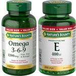 Nature's Bounty Omega 3 6 9 Fish Oil 1200mg Pills, Supplement & Vitamin E Pills And Supplement, Helps Maintain Health, 400Iu, 200 Softgels