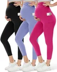 HLTPRO 1/3 Pack Maternity Leggings Over The Belly - Maternity Pants with Pockets for Women Pregnancy Workout Yoga Leggings