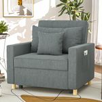 YODOLLA 3-in-1 Convertible Chair Bed, Sleeper Chair Bed, Pull Out Sleeper Chair Beds, Adjustable Single Armchair Sofa Bed with Side Pocket and Adjust Backrest Into a Sofa, Dark Grey