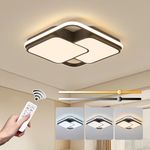 ORANOOR Modern LED Ceiling Light Fixture, Dimmable Black Flush Mount Ceiling Light with Remote, 60W Upgraded Square Bedroom Ceiling Lamp LED Chandelier for Living Room Kitchen Hallway,15.7''