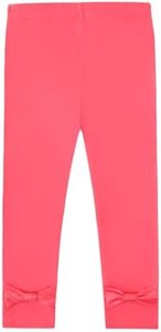 DREAMHALO Toddler Girls Long Pants-Viscose Made from Bamboo, Kids Leggings Soft Ribbed Bottoms with Bow for Little Girl Magenta 2T