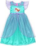 The Little Mermaid Ariel Girls Fantasy Gown Nightgown Pajamas (5T, Teal)