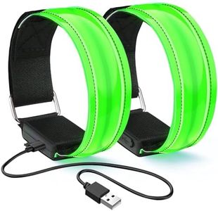 flintronic 2PCS Brazalete LED Recargable, Brazalete LED Running con Banda Reflectante Running, Banda Reflectante para Correr de Noche, Trotar, Deporte al Aire Libre, Ciclismo-Incluye Cable USB/Verde