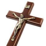 SISSIDA Crucifix Wall Cross, Handmade Wooden Catholic Cross for Wall Decor - 12 Inch