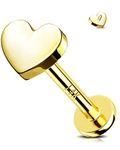 Jewseen 14K Gold Internally Threaded Lip Ring Heart Lip Piercing Jewelry Butterfly Cartilage Stud Stud Flat Back Stud Medusa Piercing Jewelry Monroe Piercing Jewelry Tragus Helix Earring for Women Men