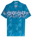 Alvish Hawaiian Shirt 35 Mens Bamboo Tree Print Beach Aloha Party Holiday Turquoise L