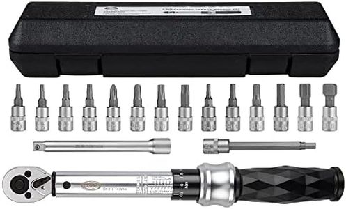 Bike Torque Wrench Set 1/4" Drive Click 1-25 Nm - Bicycle Maintenance Tool Kit for Road/Mountain Bikes - Includes Allen, Torx, Philip, Extended H5 Socket Bit Repair Set, Extension Bar & Storage Box