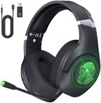 KAPEYDESI Gaming Headset Wireless, 2.4GHz Gaming Headphones Wireless with Noise Canceling Microphone for PS5, PS4, Fortnite & FPS Gamers, 40-Hr Battery Gamer Headphones for PC, Green Chimpanzees