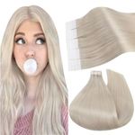 Ugeat Tape in Real Human Hair Extensions Tape in Extensions Remy Hair Seamless Human Hair Extensions Platinum Blonde 22inch 20Pcs 50G